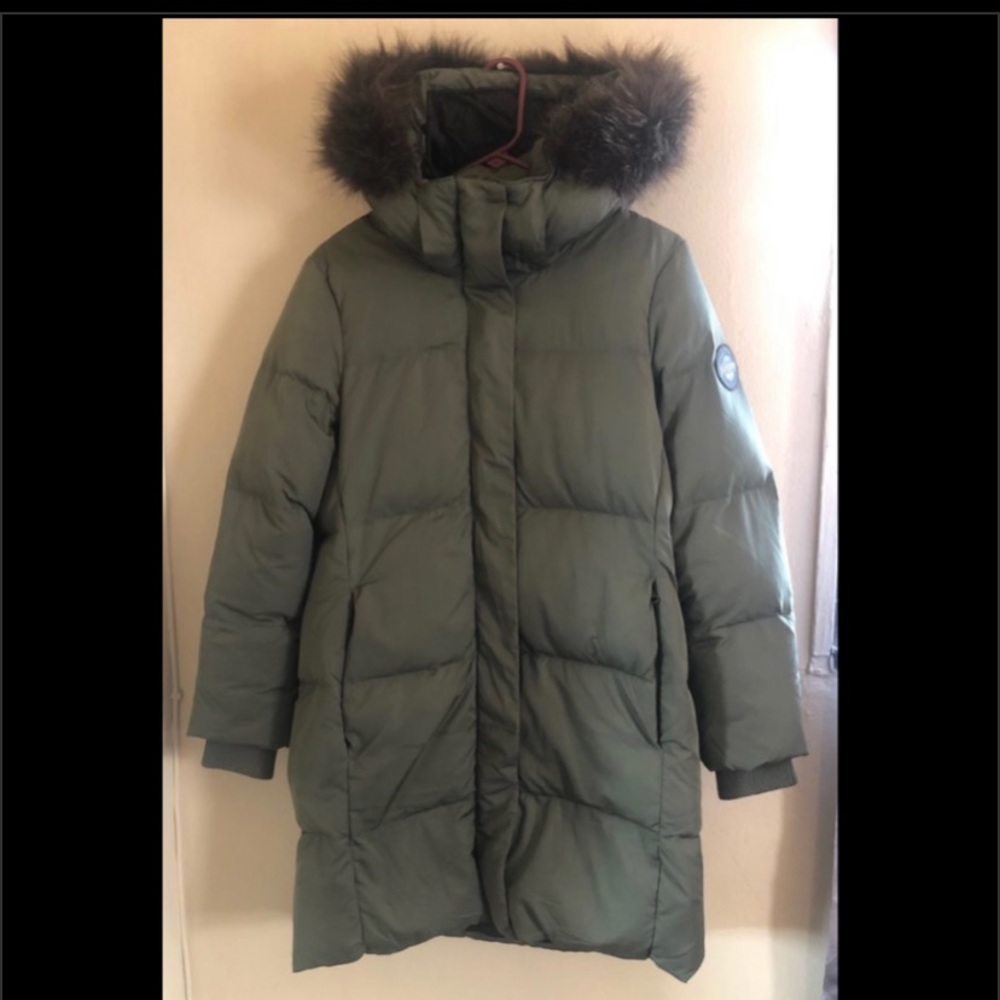 superdry puffer/parka with removable fur hood